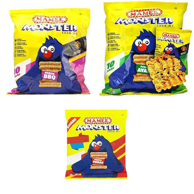 Mamee Monster Chicken &amp Spicy or BBQ Snack Noodles 25g