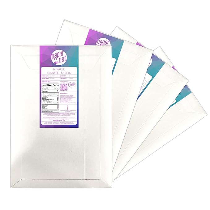 paper2eat edible Miracle Transfer Sheets (formerly Chocolate Transfer Sheets) 8.5“ x 11” – 100 count – For Edible Paper Printers
