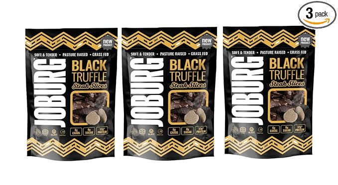 JOBURG VARIETY FLAVORS Steak Slices Biltong Meat Snack Kosher Multi pack/3 (6 OZ BLACK TRUFFLE)