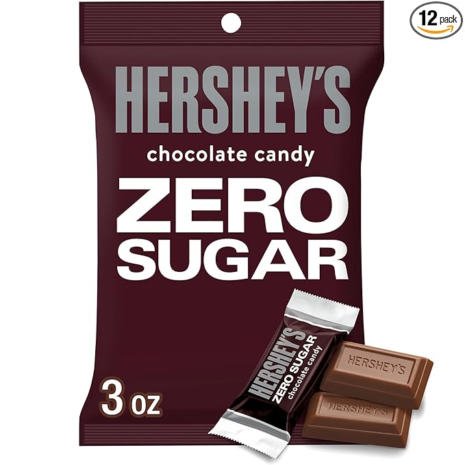 HERSHEY'S Zero Sugar Chocolate Candy Bags 3 oz (12 Count)