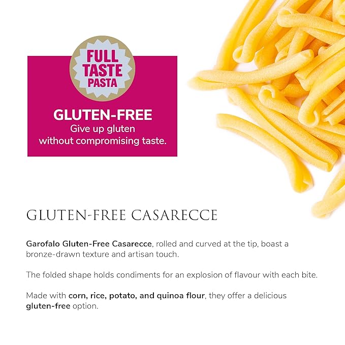 Garofalo - Premium Gluten-Free Casarecce Pasta Italian Made Corn Rice Potato &amp Quinoa Blend Bronze-Drawn Al Dente (4 pack)