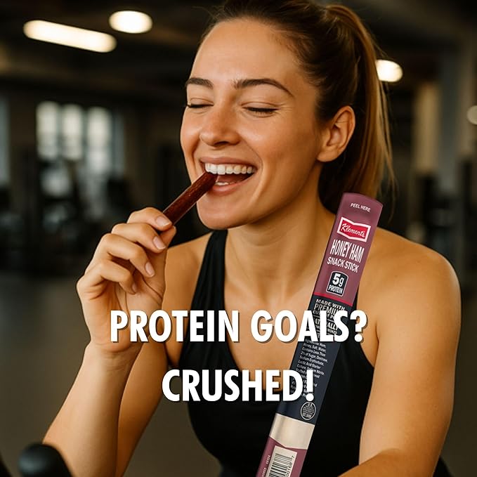 Jerky.com Honey Ham Pork Jerky Snack Sticks 26 Pack (24 + 2 Bonus) | 5g Protein 90 Calories Gluten-Free Individually Wrapped Keto Friendly Low Carb Snack | Delicious Sweet &amp Savory Jerky Meat