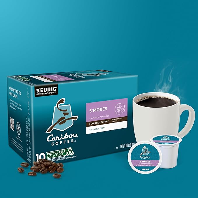 Caribou S’mores Cabin Coffee Single Serve Keurig K-Cup Pods Medium Roast Coffee 60 Count (6 Packs of 10)