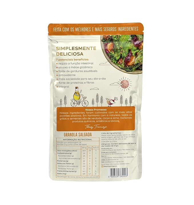 Salty Granola Natural Granola Vegan High Fiber Premium Grain and Seed Mix 25g Protein 200g with Extra Virgin Olive Oil and Himalayan Salt - Pack of 3