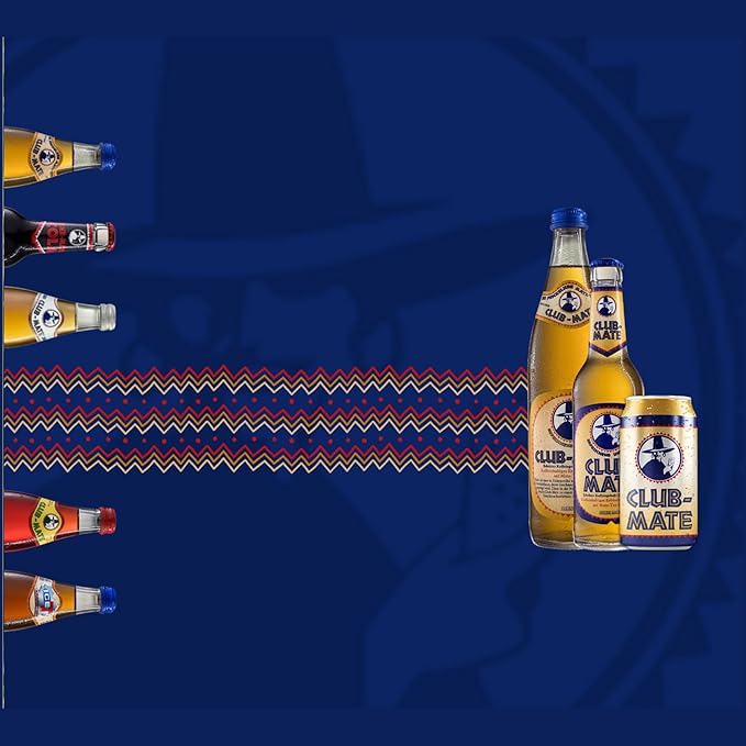 Club-Mate Sparkling Yerba Mate Tea | Natural Caffeine | Energy Drink Alternative | German Cult Beverage | Low Sugar Vegan Gluten-Free Non-Alcoholic | 11.2oz Can (24 Pack)
