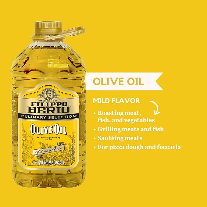 Filippo Berio Pure Olive Oil 1 Gallon – For Grilling and Mild Taste