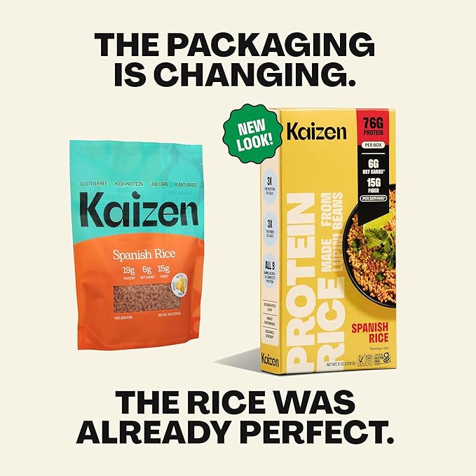 Kaizen Low Carb Keto Spanish Rice -High Protein (20g) Keto Friendly Gluten-Free Plant-Based Made with High Fiber Lupin Flour - 8 ounces (Pack of 3)