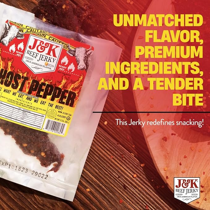 J&ampK Jerky Small Batch Handcrafted Beef Jerky Ghost Pepper 7oz