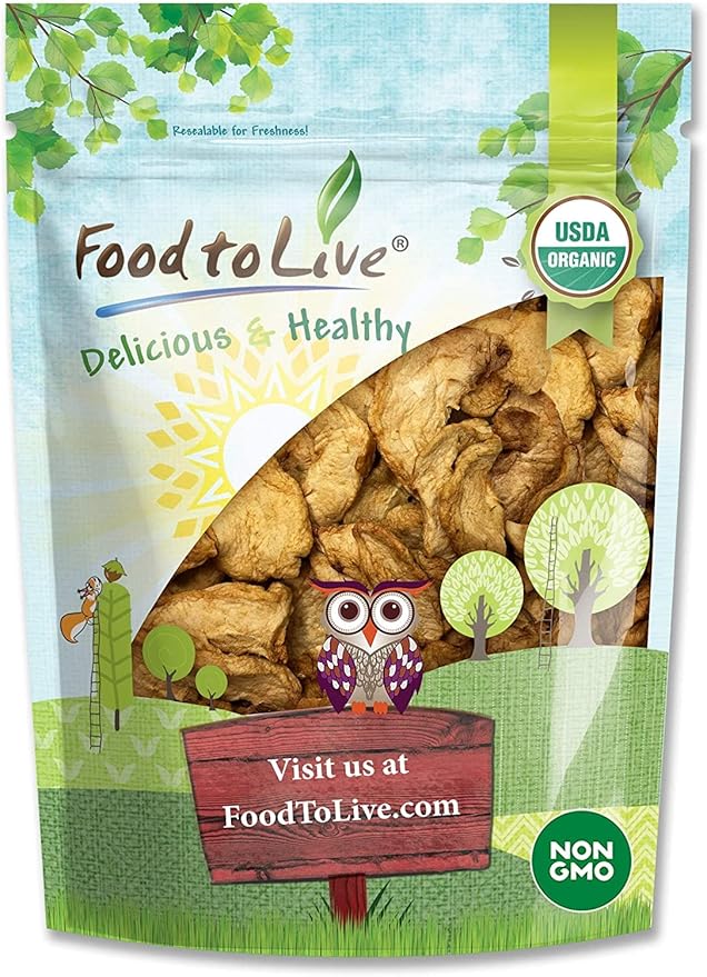 Food to Live Organic Dried Apple Rings 2 Pounds — Non-GMO Kosher Raw Vegan Unsulfured Sirtfood Bulk