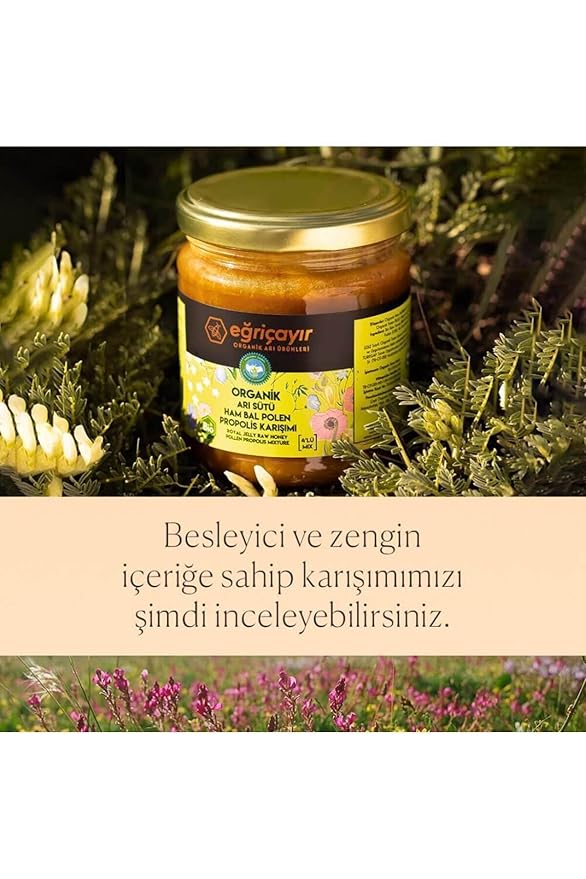 Organic Royal Jelly Honey Pollen Propolis Blend 240g (8.5oz) - Complete Bee Product Superfood - Winter Immune Defense Formula