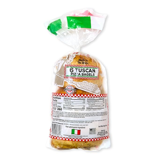 Just Bagels Tuscan Pizza Bagels - 8 Packs Of 6 Bagels Per Pack - 48 Total Non-GMO