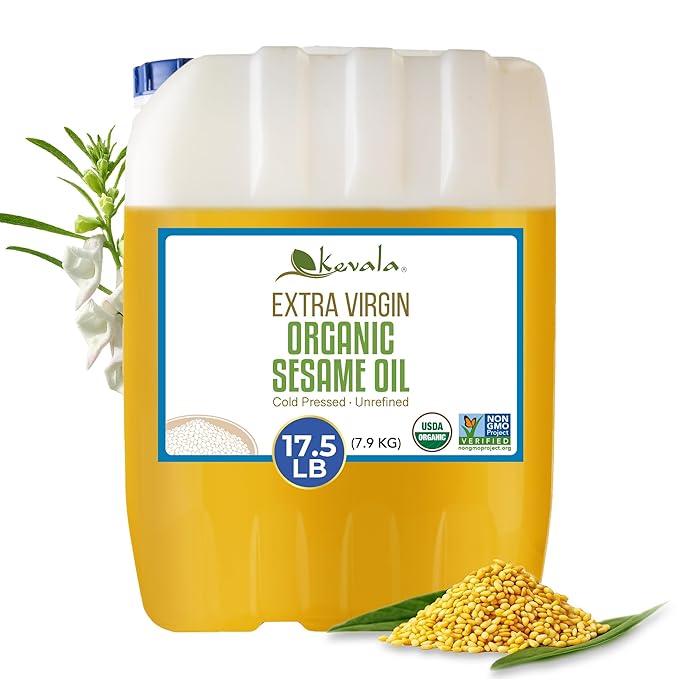 Kevala Organic Extra Virgin Sesame Oil - 17.5 lb – Sesame Seed Organic – Cooking Oil – Cold Pressed - Unrefined