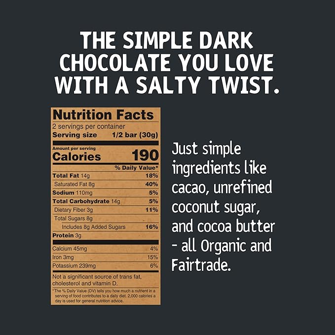 Hu Chocolate Bars | 12 Pack Salty Chocolate | Natural Organic Vegan Gluten Free Paleo Non GMO Fair Trade Dark Chocolate | 2.1oz Each
