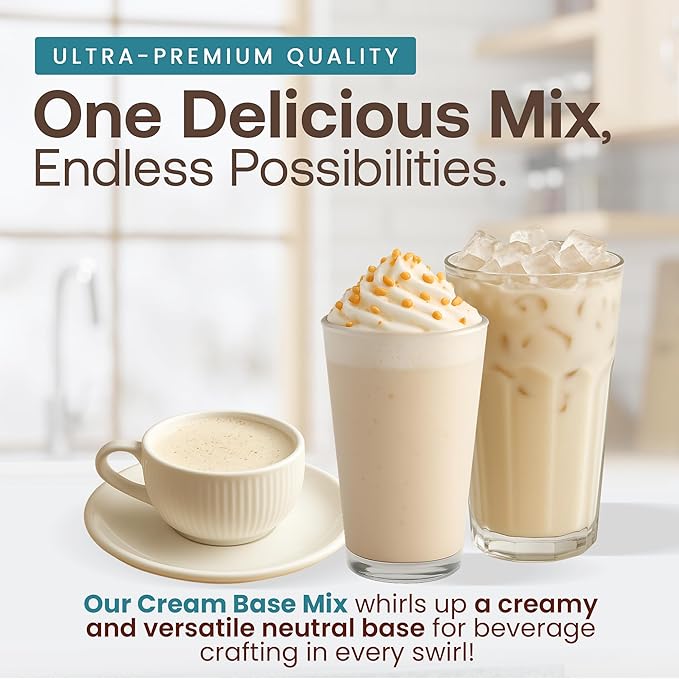 Dr. Smoothie Café Essentials Cream Base – No Artificial Colors Flavors or Sweeteners – Shelf Stable – Caffeine-Free – Great for Hot Iced &amp Frozen Frappes (3.5 lb Bag 30 Servings)