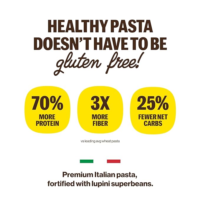 Brami Radiatori Italian Protein Pasta | Low Carb | High Fiber | High Protein | Keto | Non-GMO | Made in Italy | Dry Pasta | Semolina Pasta | Fortified with Heart Healthy Lupini Beans | 8oz (Pack of 6)