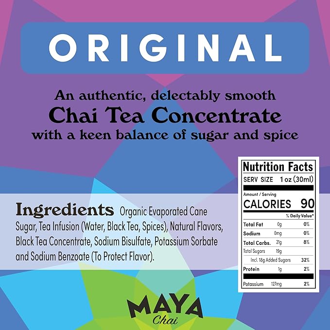 Maya Chai Tea Concentrate Heritage Recipe Original 64 Ounce with White Pump
