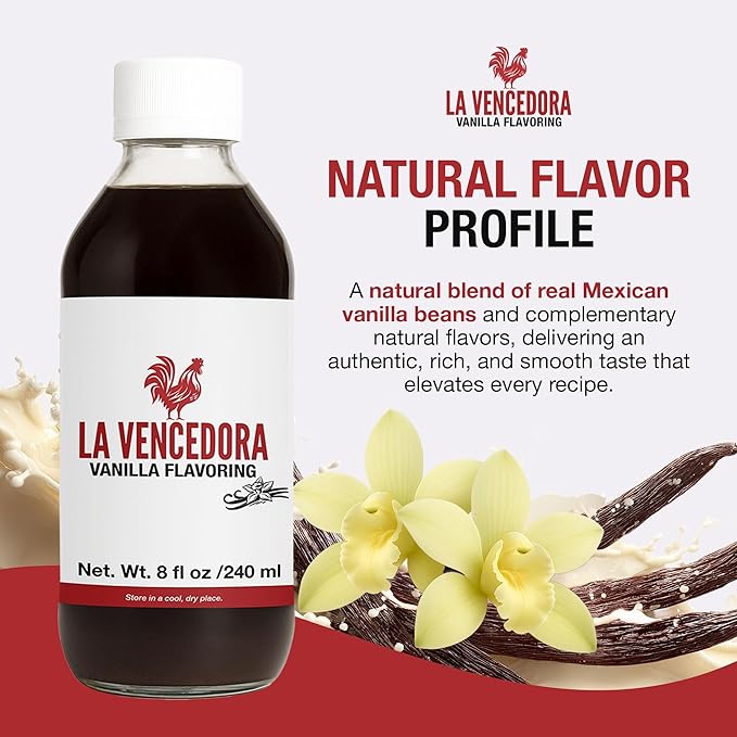 La Vencedora Mexican Vanilla – 8oz Bottles (Pack of 3) – Traditional Vanilla Flavoring for Baking Cooking &amp Desserts – Made in Mexico