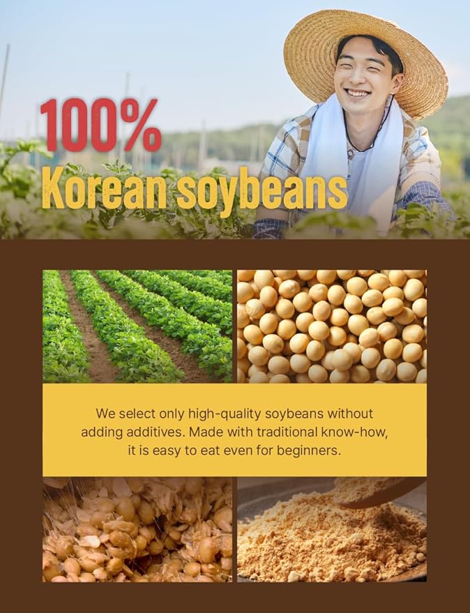Korean Traditional Fermented Soybean Powder 17.6oz - Nattokinase Source Cheonggukjang Powder Soy Bean Natto Powder 500.0 grams 17.6 Ounce 1