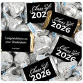 124 Pcs Black Graduation Candy Party Favors Black Wrapped Miniatures and Silver Kisses by Just Candy (1.52 lbs approx. 124 Pcs)