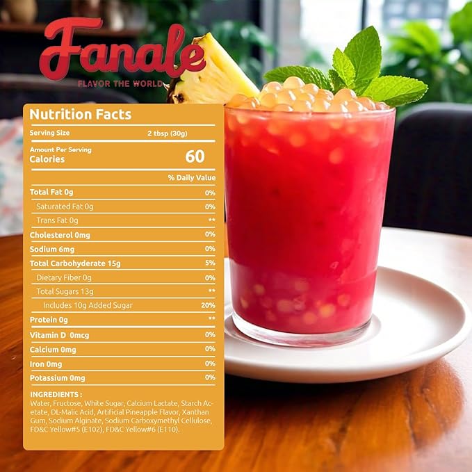 Fanale Popping Boba Pearls for Bubble Tea - 7 lb |Pineapple Flavor | Bursting Boba Pearls Bubble | Fruit Juice Flavor for Shakes Dessert Smoothie