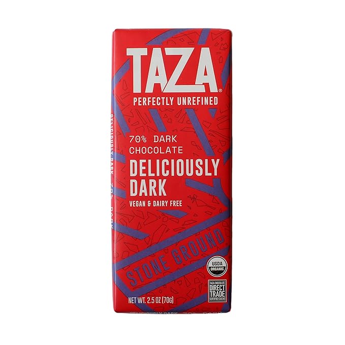Taza Chocolate Organic Amaze Bar 70% Stone Ground Deliciously Dark 2.5 Ounce (10 Count) Vegan