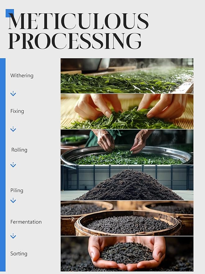 CO-OP 1950 Ripe Pu Erh Tea Loose Leaf 150g Premium Yunnan Whole Loose Large-Leaf Fermented Pu-erh Smooth Mellow &amp Rich Pure Pine Smoke Aroma No Additives 20 Empty Teabags Included