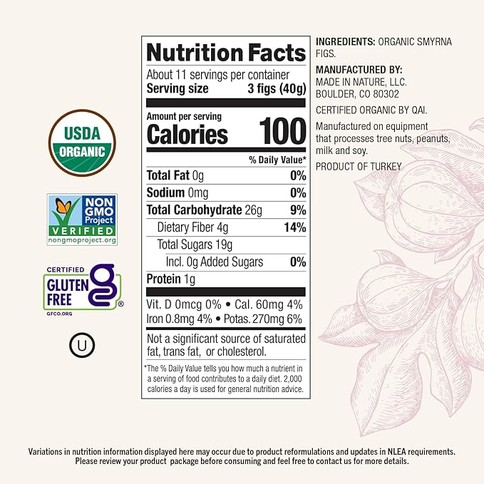 Made In Nature Organic Dried Turkish Smyrna Figs 16 Ounce (Pack of 2) – Vegan Snack Non-GMO Unsulfured Gluten Free Kosher