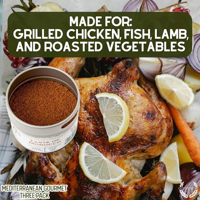 Mediterranean Gourmet Seasoning Collection | Non GMO Verified | 3 Magnetic Tins | All Natural | Ultra Premium | Sustainably Sourced | GLP-1 Friendly | Made in USA | Artisan Spice Blends and Sea Salts