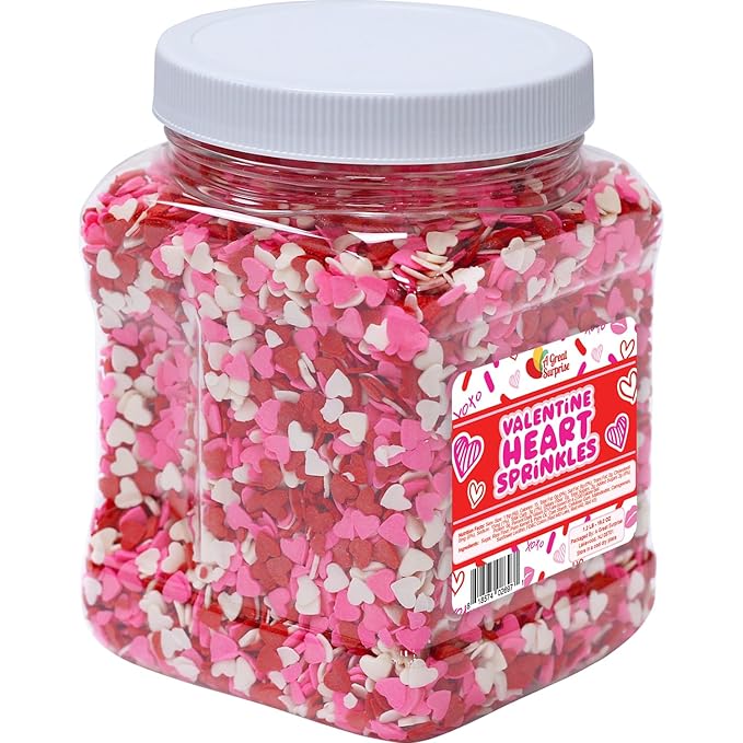 Heart Confetti Sprinkles- Valentines Sprinkles - 1.2 LB - Bulk Toppings- Candy Quins for Cupcakes Cookies Ice Cream