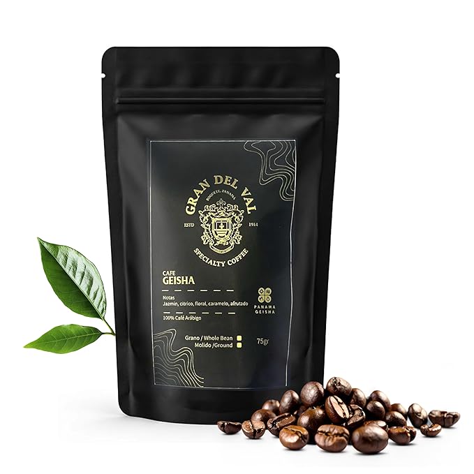Gran Del Val Panama Geisha Coffee – 2.2 oz Whole Bean – Great for Sampling Washed Light Roast from Boquete Highlands – Notes of Jasmine Citrus Floral &amp Sweet Caramel