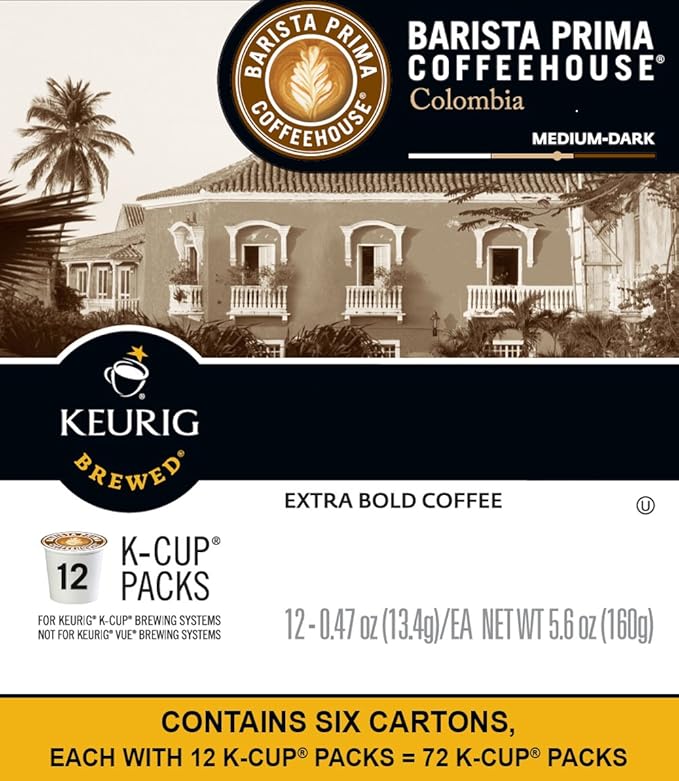 Barista Prima Coffeehouse Coffee Keurig K-Cups Colombia 72 Count