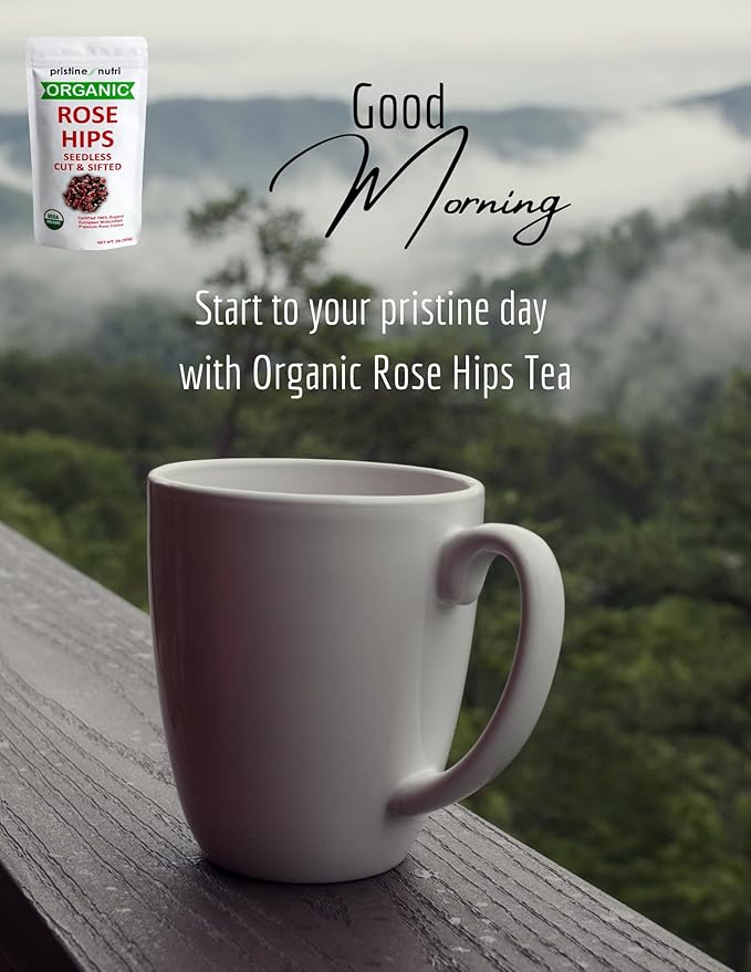 2 lb (32 oz) 100% USDA Organic Rose Hips Dried Bulk Rosehips Cut &amp Sifted Shells 95% Seedless European All Natural Makes 140 Cups of Vitamin C Rich Tea (Packaging May Vary)