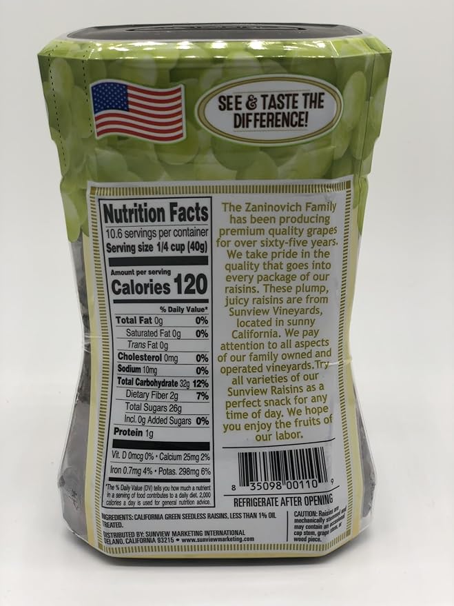 Sunview Jumbo Green Raisins 3-15 oz. Canisters