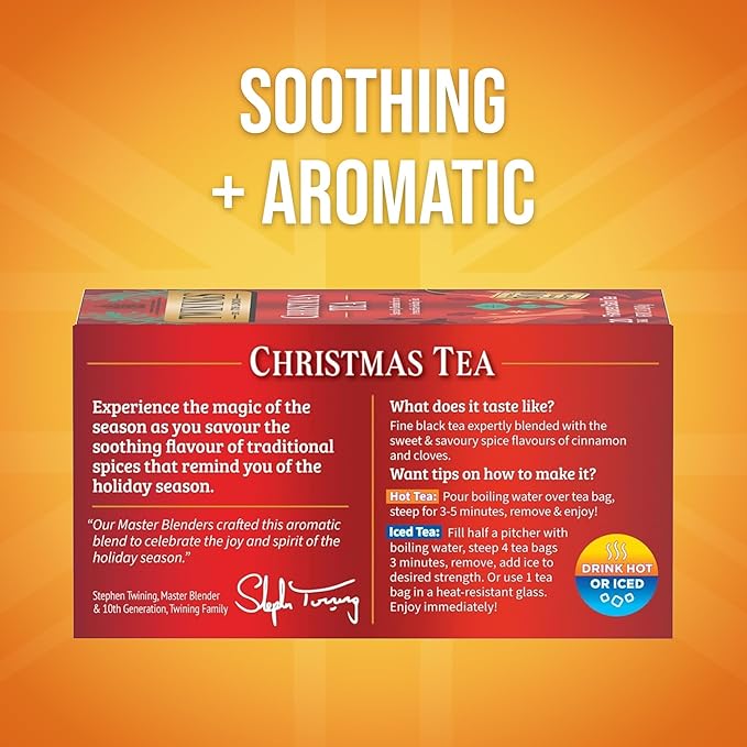 Twinings Christmas Tea - Black Tea Blended with Spicy and Aromatic Clove and Cinnamon Tea Bags Individually Wrapped 20 Count Ea (Pack of 4)