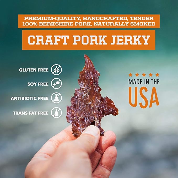 Big Fork Craft Pork Jerky – Maple Flavor | Bacon-Inspired Small-Batch Jerky Made from 100% Berkshire Pork | Keto Paleo Gluten-Free High-Protein Snack | 3 Bags (2.25 oz Each)