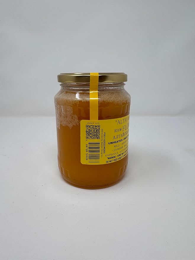Altay Raw Flower Honey - 100% Pure Unfiltered Unpasteurized Ethically Sourced - Glass Jar 908g / 35.2oz
