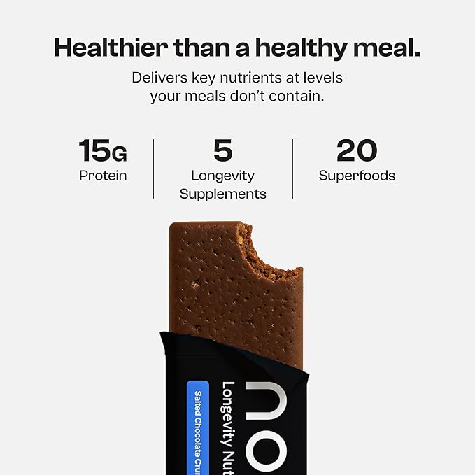 NOVOS Longevity Protein Bar Variety Pack (3 Flavors) – Peanut Butter Mixed Berry Crunch &amp Salted Chocolate Crunch | 15g Protein 20 Superfoods &amp Longevity Nutrients | Healthy Snack for Energy