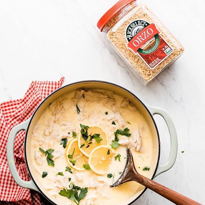 RiceSelect Orzo Pasta Non-GMO 26.5 oz (Pack of 4 Jars)