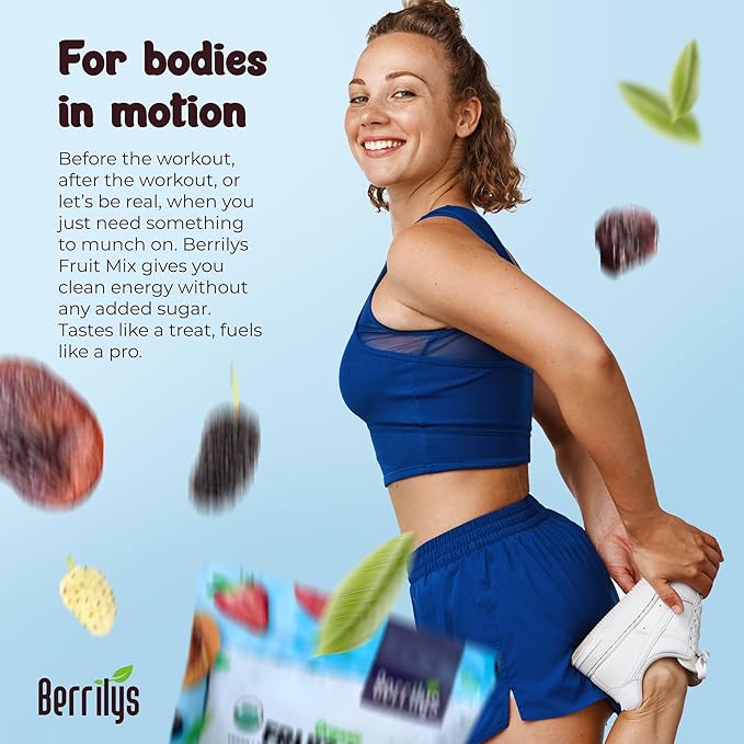 Berrilys Dried Fruit Mix USDA Organic 1 Lb of Diced Figs Apricots White Mulberries Sultanas Sour Cherries - No Sugar Added Non-GMO Perfect for Baking Oatmeal Trail Mix &amp Snacking