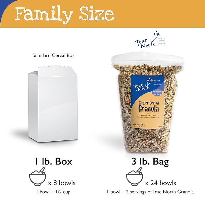 True North Granola – Ginger Lemon Granola with Pineapple and Almonds Gluten Free Vegan All Natural and Non-GMO Bulk Bag 3 lb.