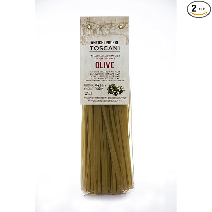 ANTICHI PODERI TOSCANI Handmade Flavored Pasta Olive Fettuccine 8.8oz | Imported from Italy Pack of 2