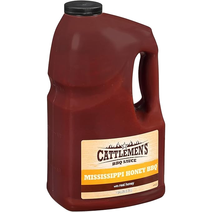 Cattlemen's Mississippi Honey BBQ Sauce 1 gal - One Gallon Bulk Container of Mississippi Honey Barbecue Sauce Blend of Honey Vinegar Hickory and More for Dipping and Barbecue Recipes