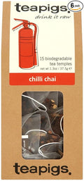 Teapigs Chilli Chai Black Tea Bags Made With Whole Tea Leaves Natural Ingredients Non-GMO Spicy &amp Warming – 90 Count (6 Packs of 15 Teabags)
