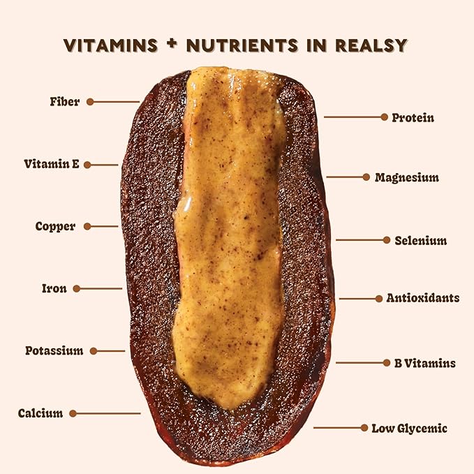 Realsy Stuffed Medjool Dates Organic Dates with No Sugar Added Gluten-Free Vegan All Natural Healthy Snack Single Wrapped (40 ct) (Almond Butter)