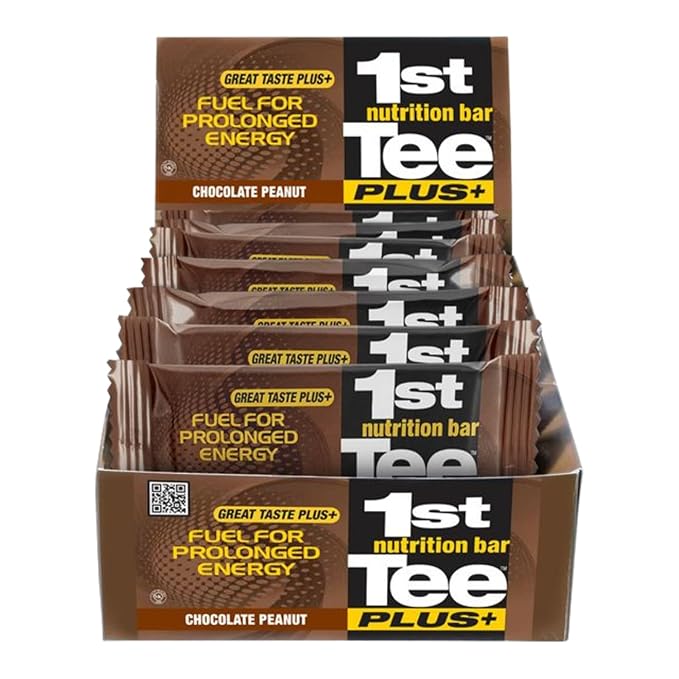 1st Tee Plus+ Chocolate Peanut Bars Great Snack bar to Keep you Cool &amp Focused when Playing your Favorite Sport | Healthy Snacks Golf Nutrition Bar 25.32-Ounce box (12 count)