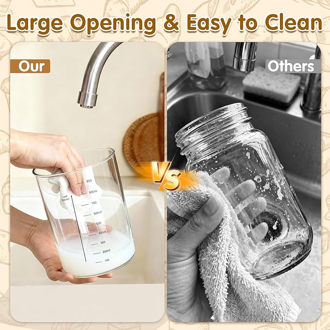 34oz Sourdough Starter Jar KitWide Mouth Sourdough Starter Container with Feeding Tracking Band Silicone Spatula&ampSourdough Starter Kit-Baking Supplies(2 pack). (Red)