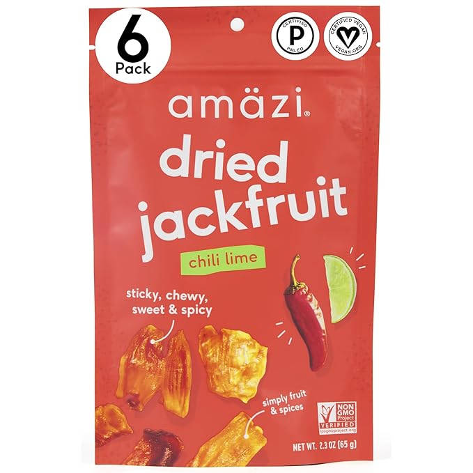 Amäzi Foods | Chili Lime Dried Jackfruit (6 Pack) | All Natural Snacks | Gluten Free Healthy Dried Fruit Snacks