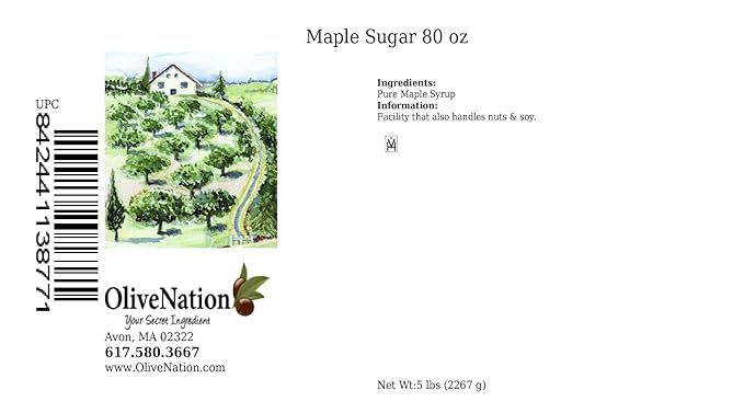 OliveNation Maple Sugar Natural Sweetener from Real Maple Syrup Non-GMO Gluten Free Dairy Free Kosher Vegan - 80 ounces