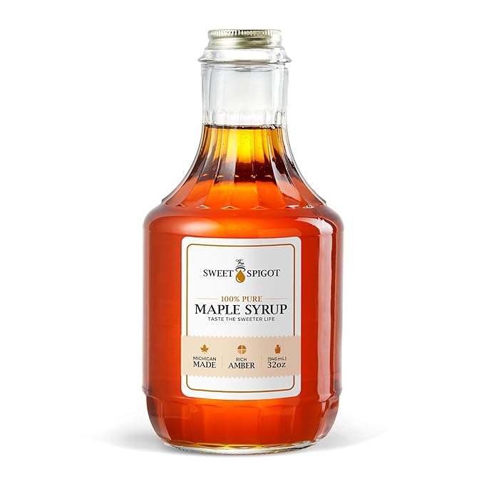 The Sweet Spigot 100% Pure Maple Syrup Amber Rich Taste Grade A | Made in the Upper Peninsula of Michigan from our Tree Taps to your Table (32 fl oz)