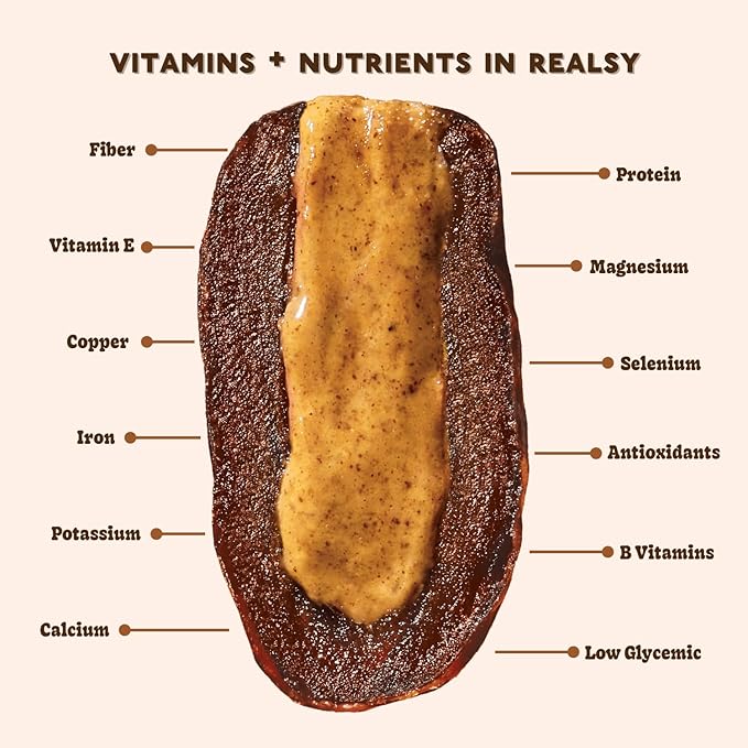 Realsy Pitted &amp Stuffed Medjool Dates Organic Dates with No Sugar Added Gluten-Free Vegan Good Source of Fiber Low Glycemic Index All Natural Healthy Snack (Variety 12 Pack)